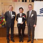 Tetsuya Yamamoto (Postdoctor) was awarded the Ericsson Best Student Award 2012. (19th Nov. 2012, Embassy of Sweden, Tokyo)